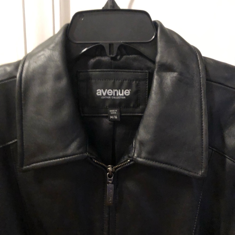 Black Leather Zip Front Collared Jacket - image 3